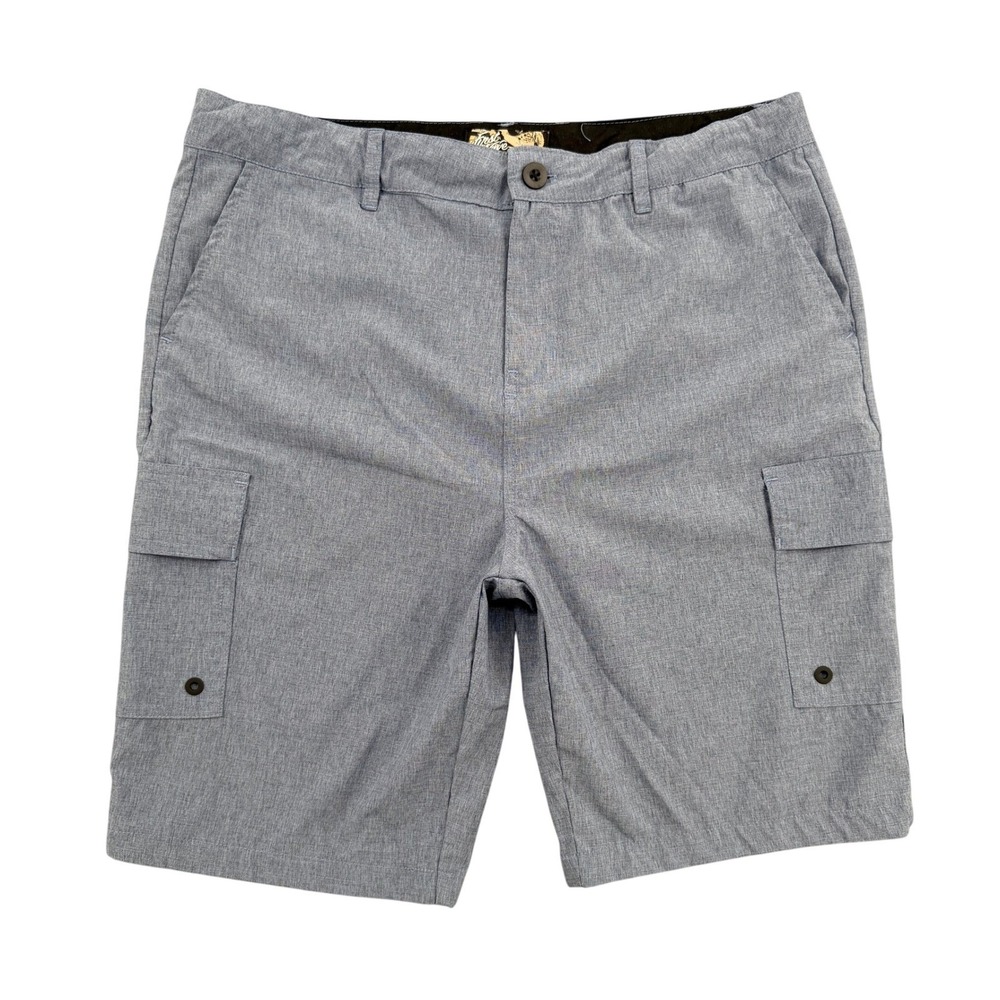 First Wave Men Size 20 Hybrid Cargo Shorts Blue Grey Stretch  S14HW812B Casual